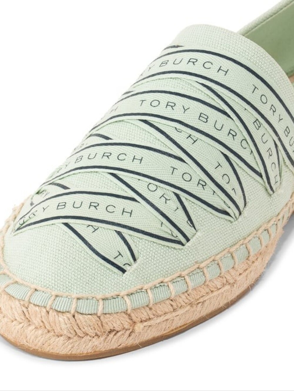 LIKE NEW Tory Burch Meadow Mist Tory Ribbon Espadrilles Size 8.5